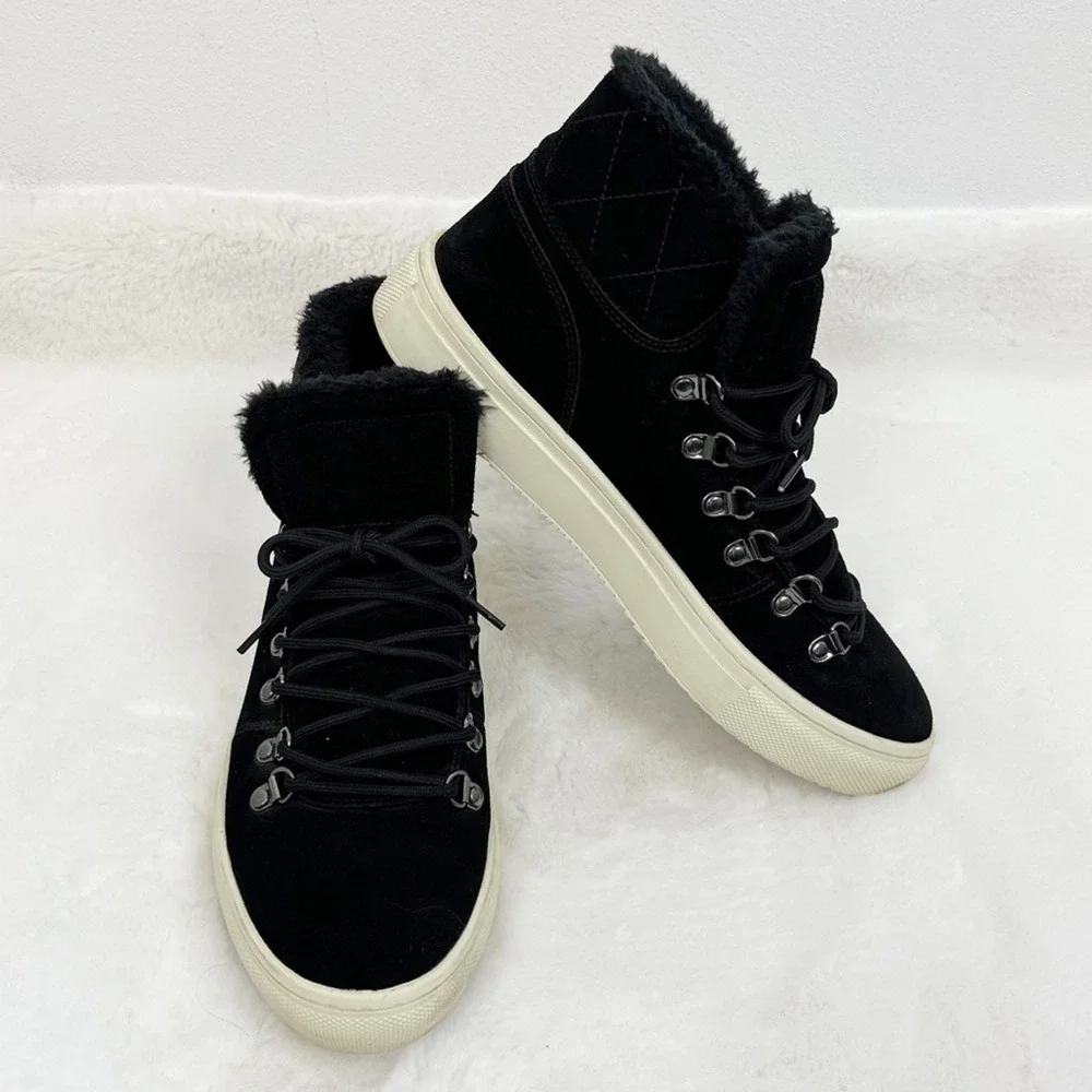 Marc Fisher High Top Shoe Suede Leather Black Women's 11